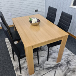 Kosy Koala Oak Effect Dining Table Set With 4 Black Faux Leather Chairs Dining Room Furniture - thumbnail 5
