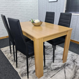 Kosy Koala Oak Effect Dining Table Set With 4 Black Faux Leather Chairs Dining Room Furniture - thumbnail 3
