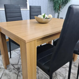 Kosy Koala Oak Effect Dining Table Set With 4 Black Faux Leather Chairs Dining Room Furniture - thumbnail 6