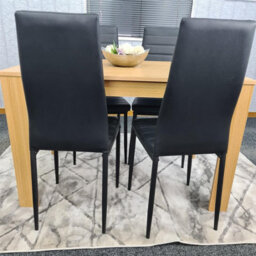 Kosy Koala Oak Effect Dining Table Set With 4 Black Faux Leather Chairs Dining Room Furniture - thumbnail 8