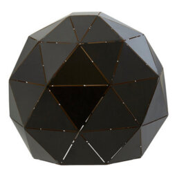 Orsina Modern Black Table Lamp, Matte Black Finish With Gold Interior, Geometric Steel Shade With In-Line Switch