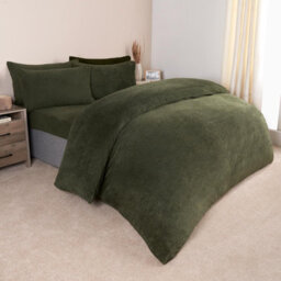 Ohs Teddy Duvet Cover With Pillow Case Bedding Set, Green - Double - thumbnail 2