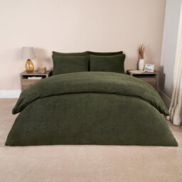 Ohs Teddy Duvet Cover With Pillow Case Bedding Set, Green - Double