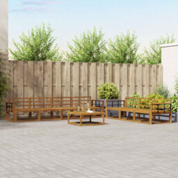 Walplus Outdoor Sofa Set 8 Pcs Natural Solid Acacia Wood