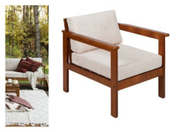Impact Furniture Garden Armchair Lounge Chair Outdoor High Back Wooden Frame Cream Cushion - Cozy - thumbnail 1