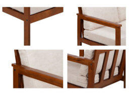 Impact Furniture Garden Armchair Lounge Chair Outdoor High Back Wooden Frame Cream Cushion - Cozy - thumbnail 2