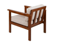 Impact Furniture Garden Armchair Lounge Chair Outdoor High Back Wooden Frame Cream Cushion - Cozy - thumbnail 4