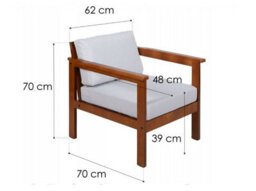 Impact Furniture Garden Armchair Lounge Chair Outdoor High Back Wooden Frame Cream Cushion - Cozy - thumbnail 5