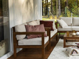 Impact Furniture Garden Armchair Lounge Chair Outdoor High Back Wooden Frame Cream Cushion - Cozy - thumbnail 7