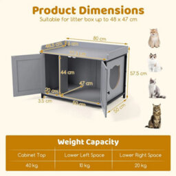 Cat Hidden Litter Box Enclosure With 2 Barn Doors Metal Legs Side Entrance - thumbnail 2