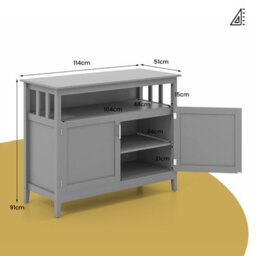 Costway Modern Storage Cabinet Kitchen Buffet Server Sideboard W/ Shelf-Grey - thumbnail 2