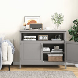 Costway Modern Storage Cabinet Kitchen Buffet Server Sideboard W/ Shelf-Grey - thumbnail 9