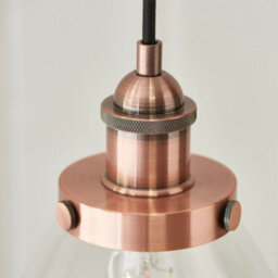 Hanging Ceiling Pendant Light Copper & Glass Shade Industrial Lamp Bulb Holder - thumbnail 4
