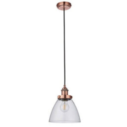 Hanging Ceiling Pendant Light Copper & Glass Shade Industrial Lamp Bulb Holder - thumbnail 5