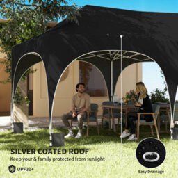 Outsunny 3 X 6M Pop Up Gazebo With Sides, Peak Top Garden Party Tent Marquee - thumbnail 6