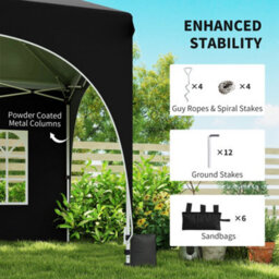 Outsunny 3 X 6M Pop Up Gazebo With Sides, Peak Top Garden Party Tent Marquee - thumbnail 5