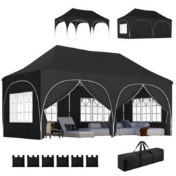 Outsunny 3 X 6M Pop Up Gazebo With Sides, Peak Top Garden Party Tent Marquee - thumbnail 2