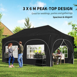 Outsunny 3 X 6M Pop Up Gazebo With Sides, Peak Top Garden Party Tent Marquee - thumbnail 4