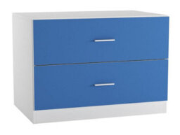 Urbn-Living Urbnliving Height 180Cm Orlando White Wooden 2 Door Blue 2 Drawer Compact Kids Wardrobe Bedroom Storage Hanging Bar - thumbnail 2