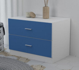Urbn-Living Urbnliving Height 180Cm Orlando White Wooden 2 Door Blue 2 Drawer Compact Kids Wardrobe Bedroom Storage Hanging Bar - thumbnail 3