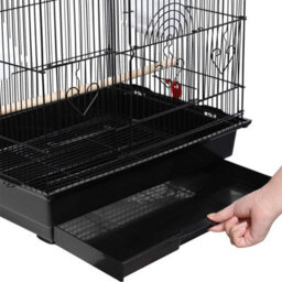 Xample 37 Large Metal Bird Cage Carrier For Parrots, Budgies, Cockatiels Durable Iron Frame, Open Top Play Area, 3 Perches, 4 Feeders - thumbnail 2