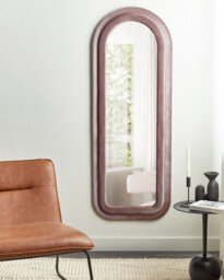 Beliani Wall Mirror Culan 60 Cm 160 Cm Velvet Pink - thumbnail 2