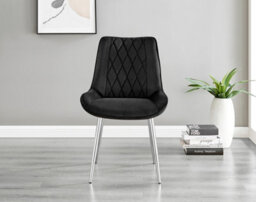 Furniturebox Imperia Grey High Gloss 6 Seater Dining Table With Structural 2 Plinth Column Legs 6 Black Velvet Silver Leg Pesaro Chairs - thumbnail 5