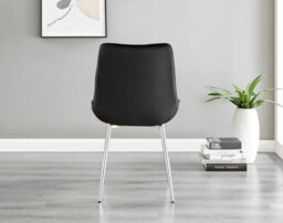 Furniturebox Imperia Grey High Gloss 6 Seater Dining Table With Structural 2 Plinth Column Legs 6 Black Velvet Silver Leg Pesaro Chairs - thumbnail 7