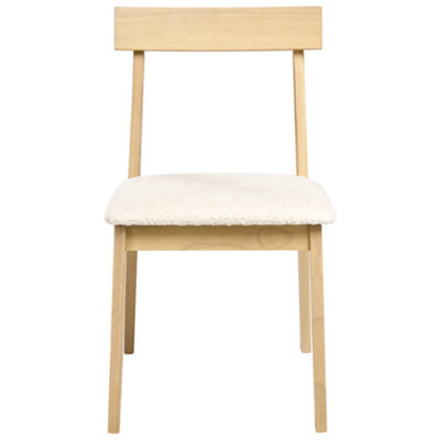 Wyld And Coco Set Of 2 Armless Dining Chairs Light Brown Rubberwood Bouclé Upholstery - image 1