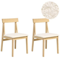 Wyld And Coco Set Of 2 Armless Dining Chairs Light Brown Rubberwood Bouclé Upholstery - thumbnail 3