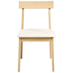 Wyld And Coco Set Of 2 Armless Dining Chairs Light Brown Rubberwood Bouclé Upholstery - thumbnail 1