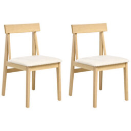 Wyld And Coco Set Of 2 Armless Dining Chairs Light Brown Rubberwood Bouclé Upholstery - thumbnail 4