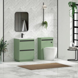 Royal Bathrooms Orion 600mm Mint Sage 2 Drawer Floor Standing Vanity Unit With Stone Basin & Black Strip - thumbnail 3
