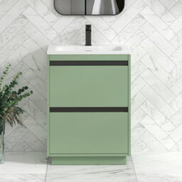 Royal Bathrooms Orion 600mm Mint Sage 2 Drawer Floor Standing Vanity Unit With Stone Basin & Black Strip - thumbnail 2