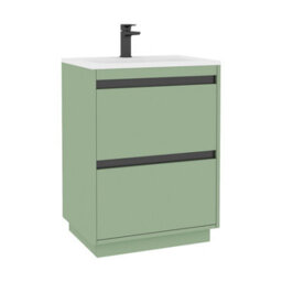 Royal Bathrooms Orion 600mm Mint Sage 2 Drawer Floor Standing Vanity Unit With Stone Basin & Black Strip - thumbnail 6