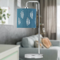 First Choice Lighting Set Of 2 Arched Table Lamps With Teal Fern Cut Out Shades - thumbnail 7