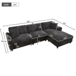 Btm L-Shaped 3-Seater Sectional Sofa With Reversible Chaise, 90Cm Wide Chaise, Chenille Fabric, Modular Corner Sofa, Grey - thumbnail 2