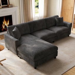 Btm L-Shaped 3-Seater Sectional Sofa With Reversible Chaise, 90Cm Wide Chaise, Chenille Fabric, Modular Corner Sofa, Grey - thumbnail 6