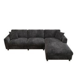 Btm L-Shaped 3-Seater Sectional Sofa With Reversible Chaise, 90Cm Wide Chaise, Chenille Fabric, Modular Corner Sofa, Grey - thumbnail 7
