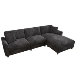 Btm L-Shaped 3-Seater Sectional Sofa With Reversible Chaise, 90Cm Wide Chaise, Chenille Fabric, Modular Corner Sofa, Grey - thumbnail 8