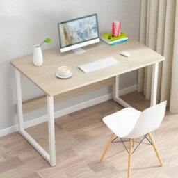 Beige Computer Desk Workstation Table With Shelf - thumbnail 2