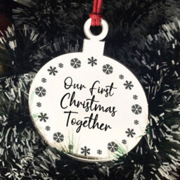 Red Ocean Our First Christmas Together Gift For Boyfriend Girlfriend Engraved Christmas Decoration - thumbnail 3