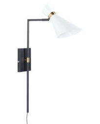Beliani Industrial Wall Lamp White Iron With Adjustable Shade And Gold Accents, W36 X D16 X H70Cm - thumbnail 2