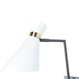 Beliani Industrial Wall Lamp White Iron With Adjustable Shade And Gold Accents, W36 X D16 X H70Cm - thumbnail 6