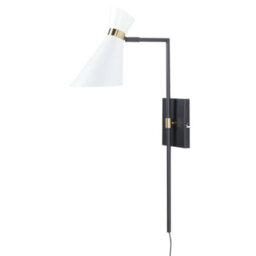 Beliani Industrial Wall Lamp White Iron With Adjustable Shade And Gold Accents, W36 X D16 X H70Cm - thumbnail 3