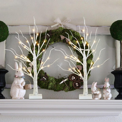 Smartbies Pack Of 2 Birch Twig Christmas Tree Pre Lit Christmas Tree Decoration With Light - image 1
