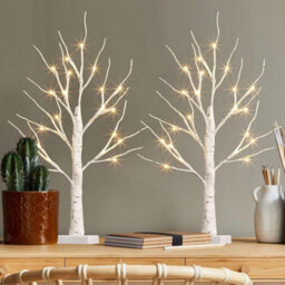 Smartbies Pack Of 2 Birch Twig Christmas Tree Pre Lit Christmas Tree Decoration With Light - thumbnail 7