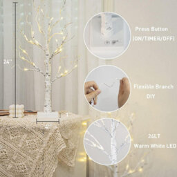 Smartbies Pack Of 2 Birch Twig Christmas Tree Pre Lit Christmas Tree Decoration With Light - thumbnail 4