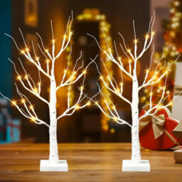 Smartbies Pack Of 2 Birch Twig Christmas Tree Pre Lit Christmas Tree Decoration With Light - thumbnail 2