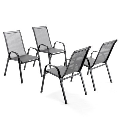 Birchtree Garden Chairs Set Of 4 Stackable Garden Furniture Deck Dining Chair Grey - image 1